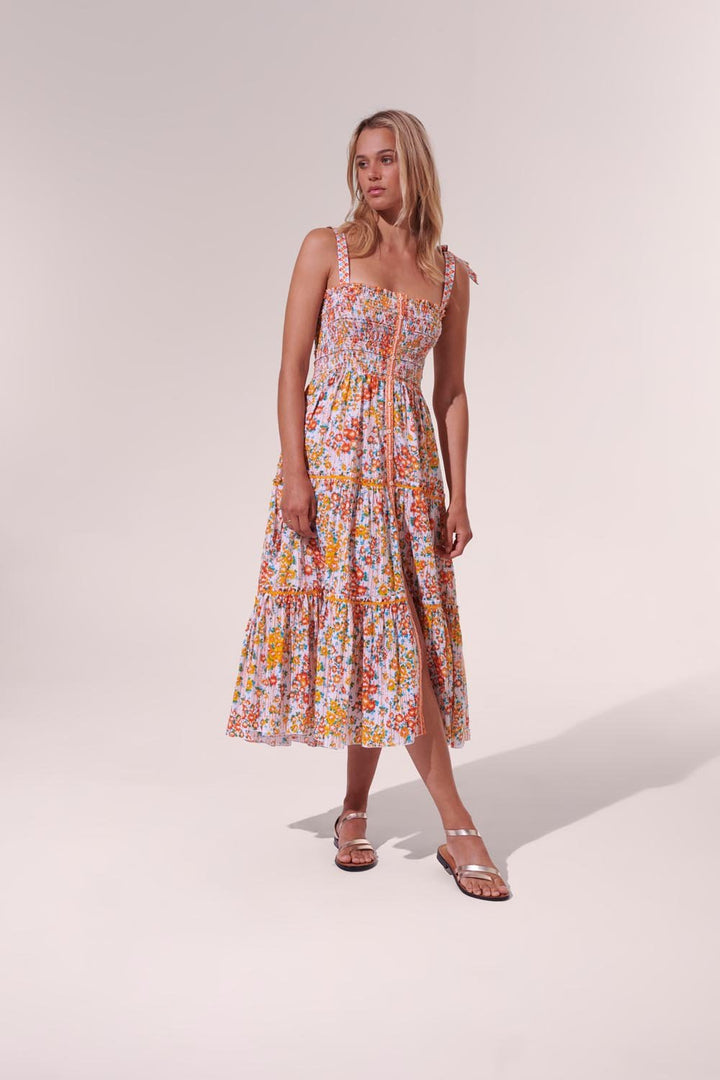 Midi Dress Triny - Orange Aquarelle