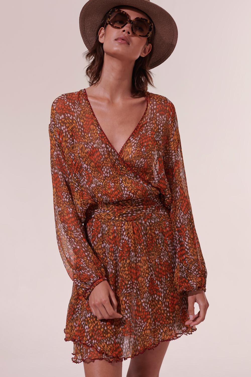 Mini Dress Adela - Khaki Geo Animalier