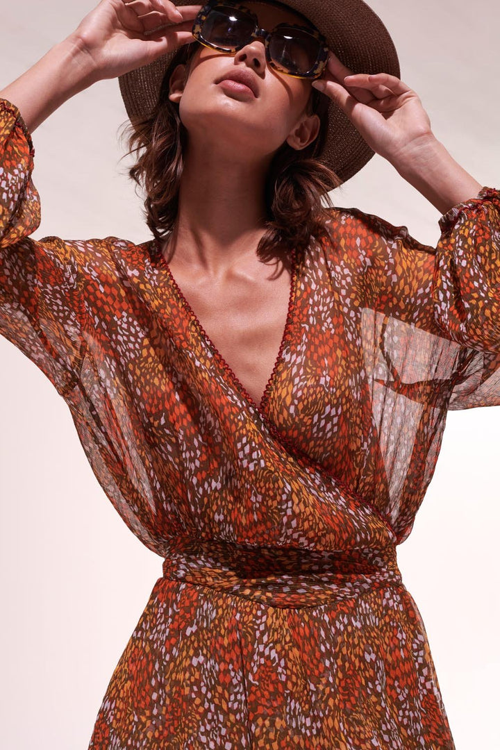 Mini Dress Adela - Khaki Geo Animalier