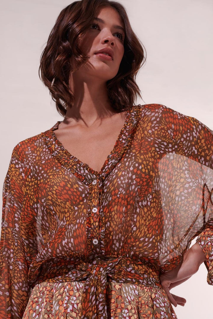 Combinaison Courte Azia - Khaki Geo Animalier