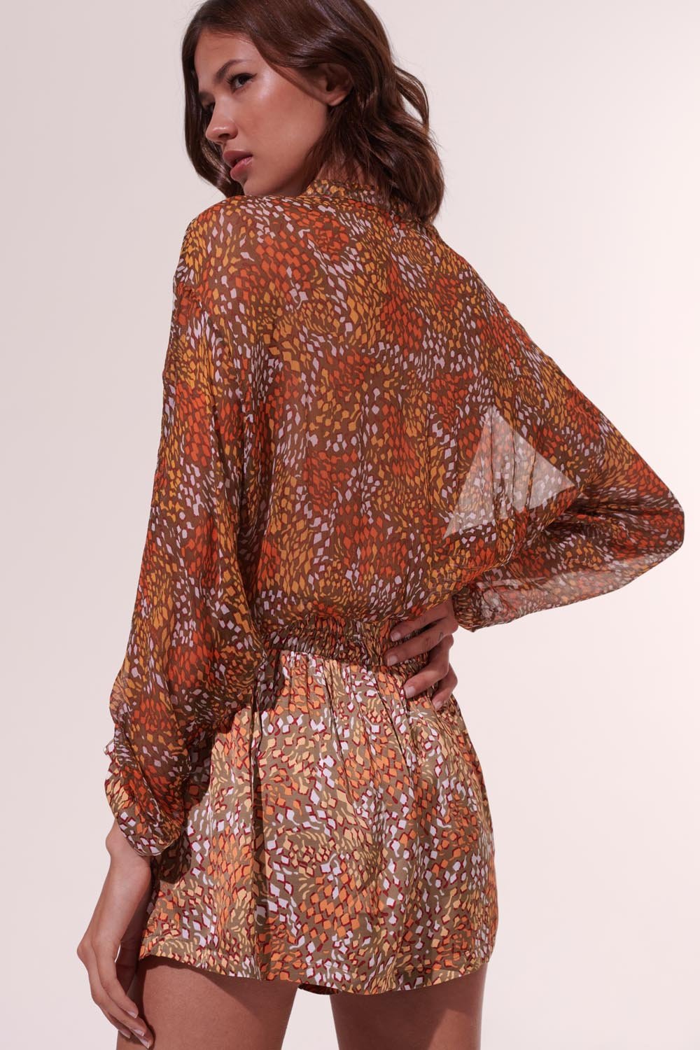 Combinaison Courte Azia - Khaki Geo Animalier