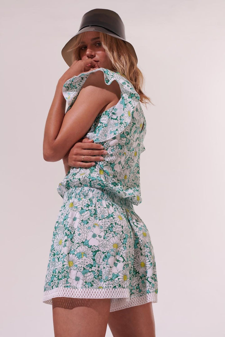 Combinaison courte Sasha - Green Mid 70'S Garden