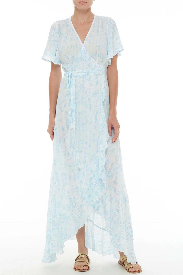 Robe Longue Joe à Volants - Bleu Ciel Brise