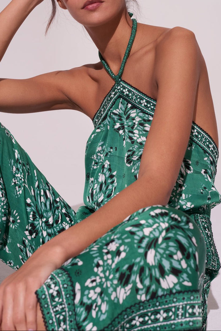 Long Jumpsuit Isabelle - Green Pivoine - Poupette St Barth