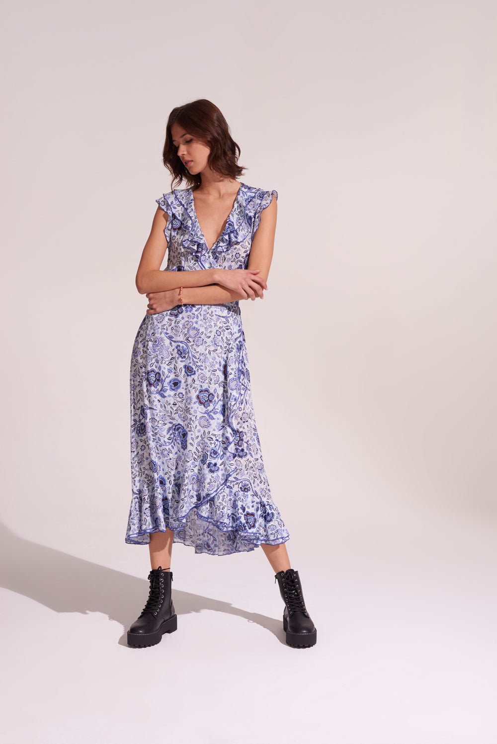 Poupette St Barth - Midi Dress Aude - Blue Pensee