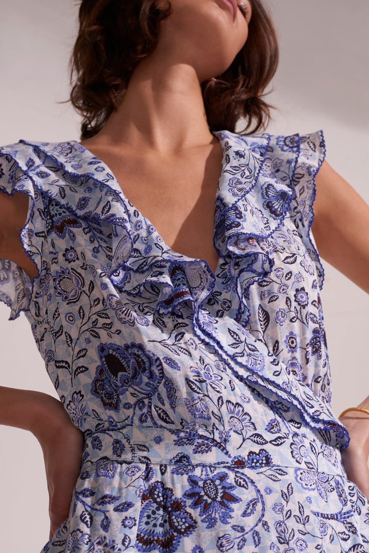 Poupette St Barth - Midi Dress Aude - Blue Pensee