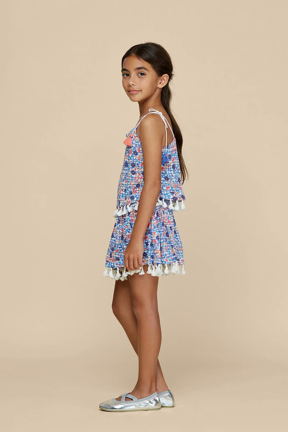 Kids Mini Skirt Mara Smocked - Blue Bloom (4399214723118)