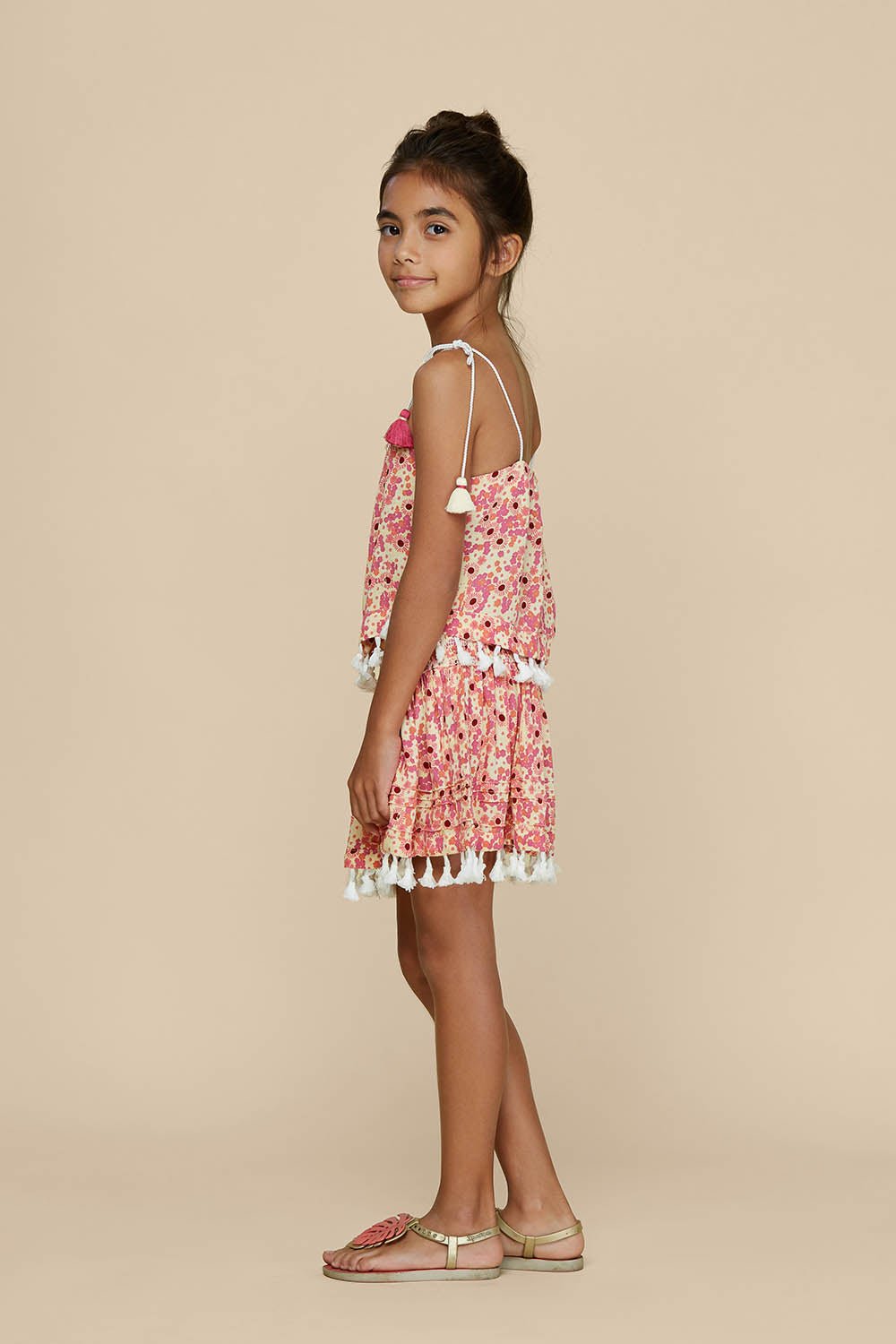 Kids Singlet Mara Tassel Trimmed - Yellow Gerbera (4399214821422)