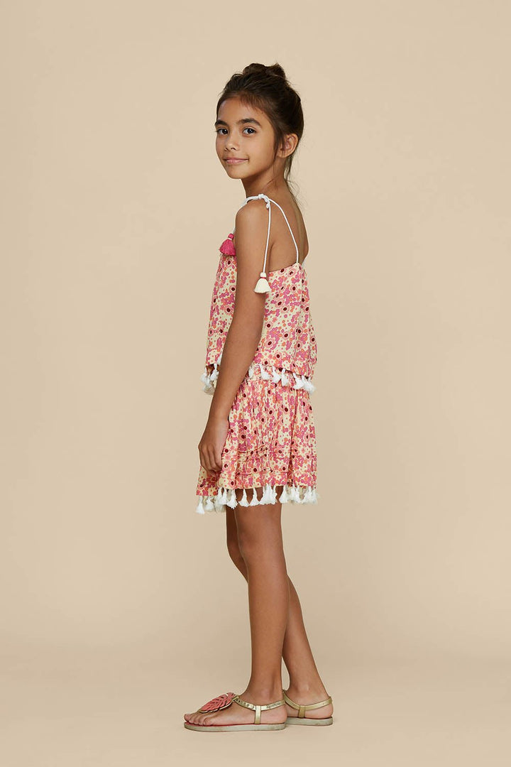 Kids Singlet Mara Tassel Trimmed - Yellow Gerbera (4399214821422)