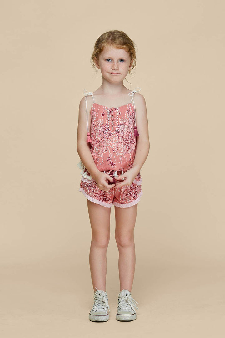 Kids Singlet Mara Tassel Trimmed - Pink Pineapple Batik Rombo (4399215083566)