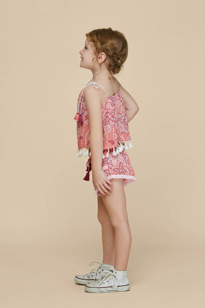 Kids Singlet Mara Tassel Trimmed - Pink Pineapple Batik Rombo (4399215083566)