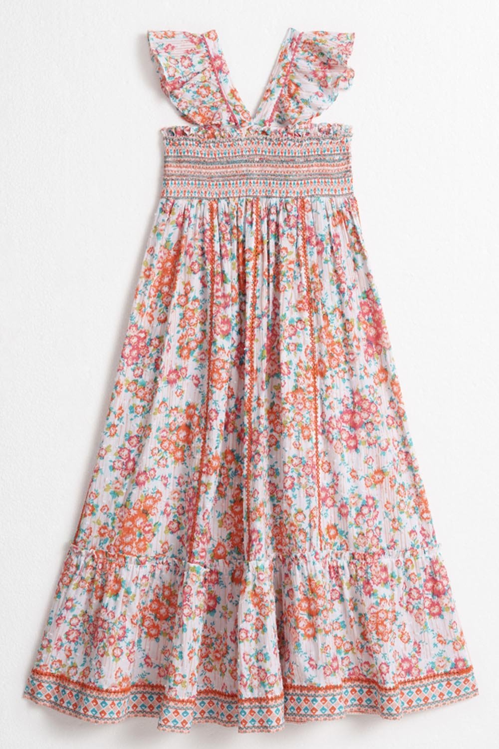 Kids Midi Dress Cindy - Pink Aquarelle - Poupette St Barth