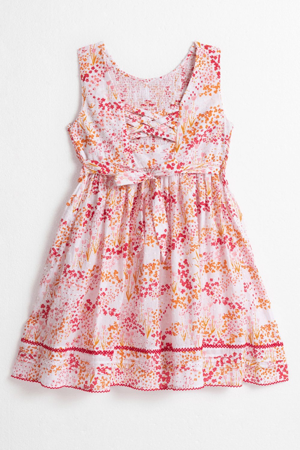 Poupette St Barth - Kids Mini Dress Amelie - White Pink Tulipe