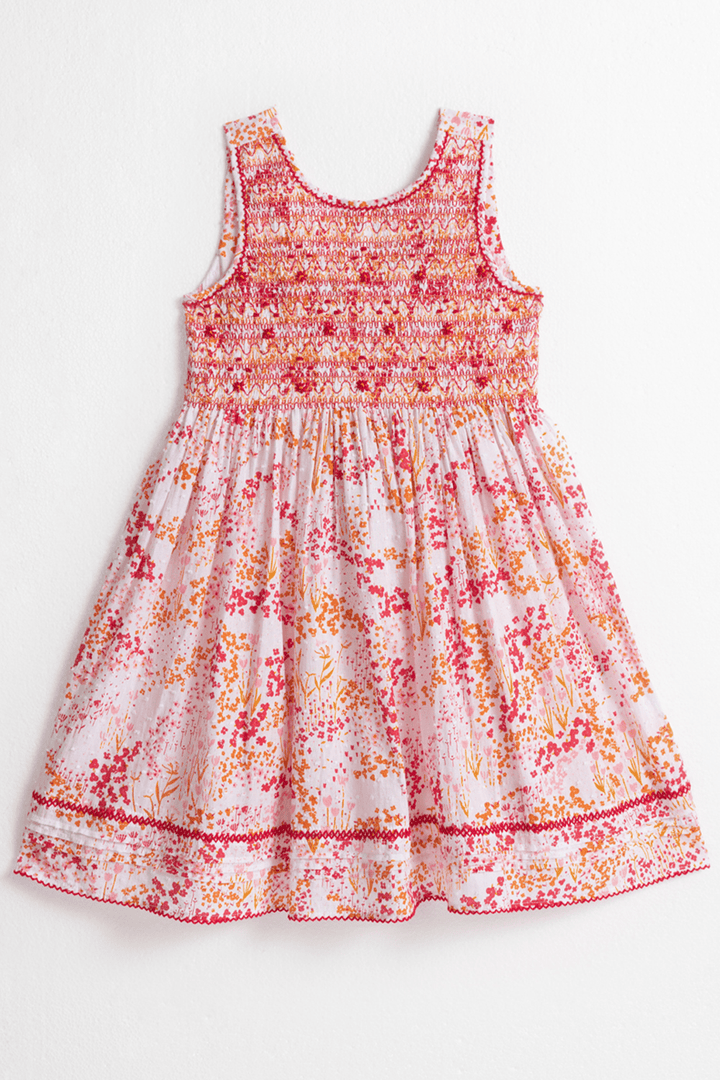 Poupette St Barth - Kids Mini Dress Amelie - White Pink Tulipe