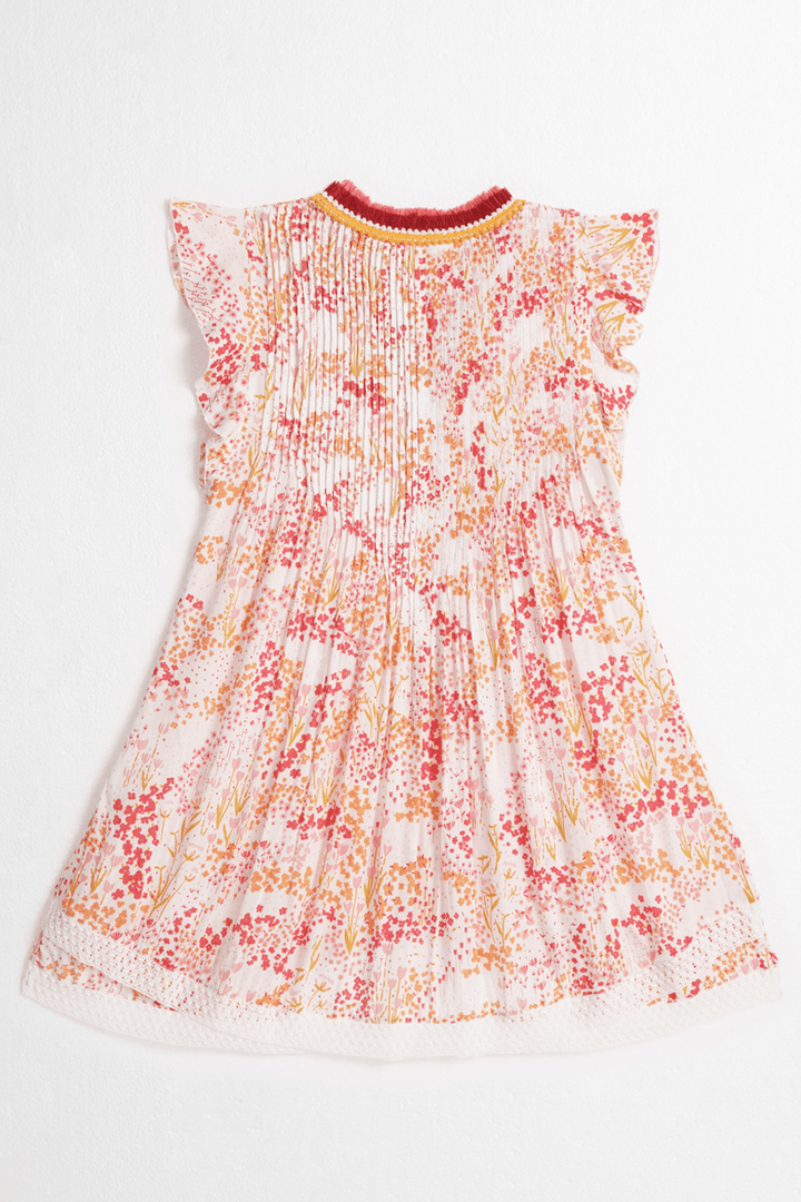 Poupette St Barth - Kids Mini Dress Sasha - White Pink Tulipe