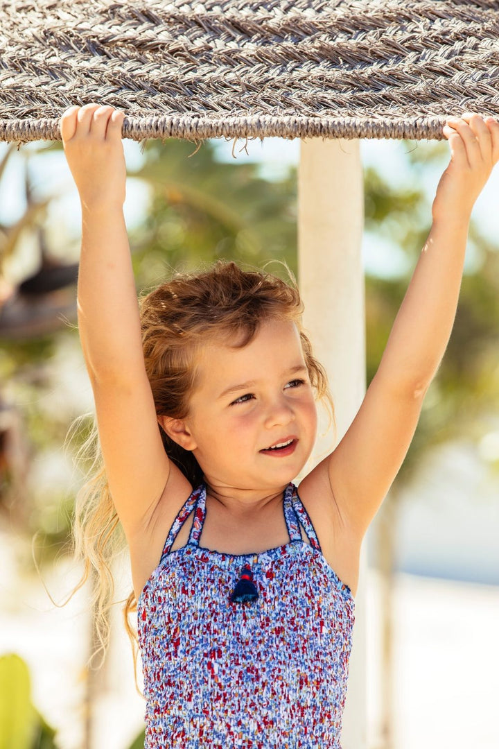 Robe Bandeau Enfant Yoana Smockée - Blue Glory