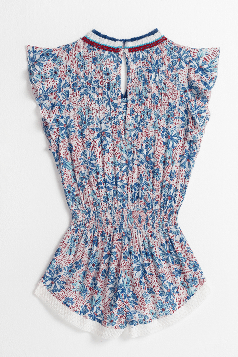 Poupette St Barth - Kids Short Jumpsuit Sasha - Blue Cactus