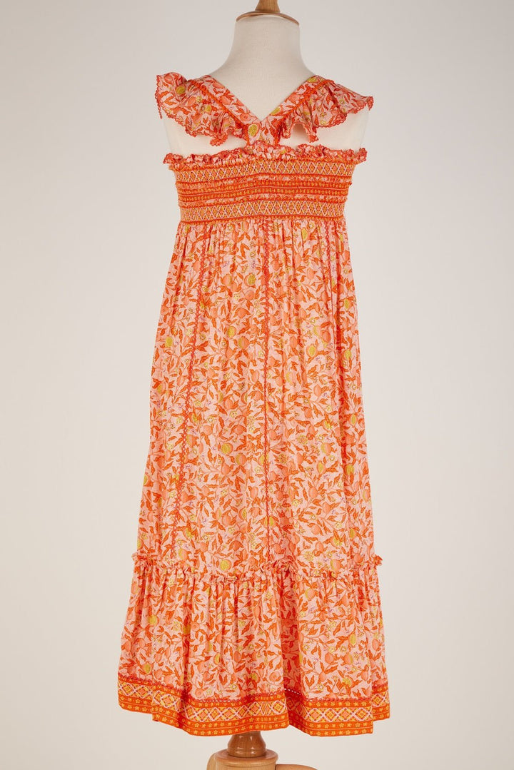 Kids Midi Dress Cindy Orange Lemon