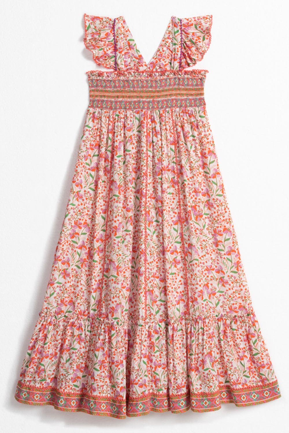 Pink Kids Midi Dress Cindy by Poupette St Barth featuring a stylish mini length and ruffled details, perfect for active little girls.