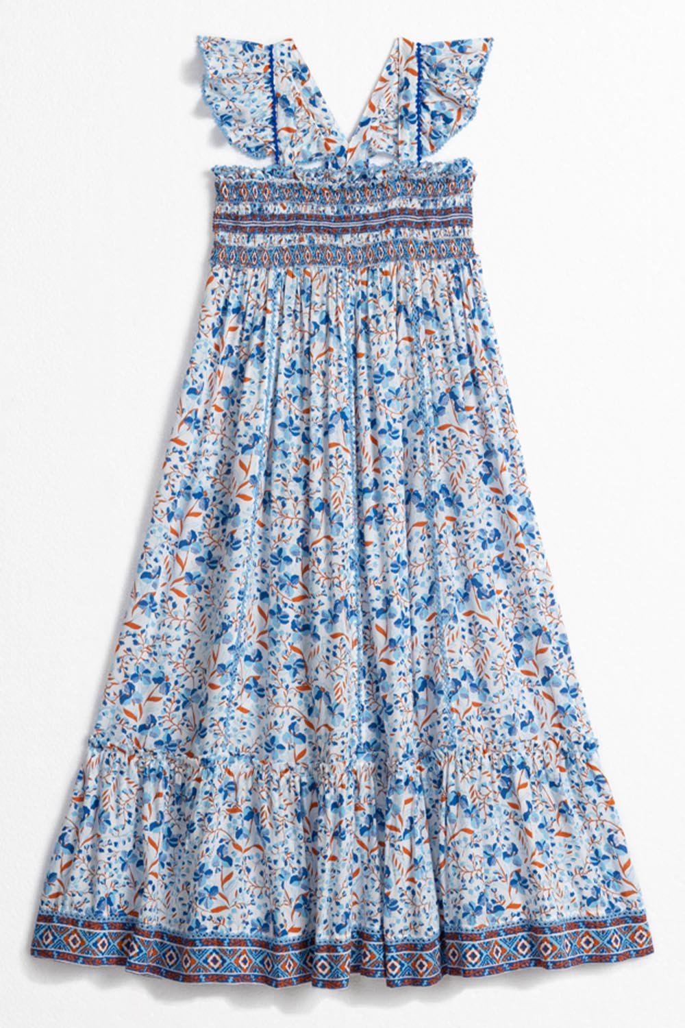 Kids midi dress Cindy by Poupette St Barth in Sky Mini Jonquille, featuring a pastel yellow midi dress with ruffled details.