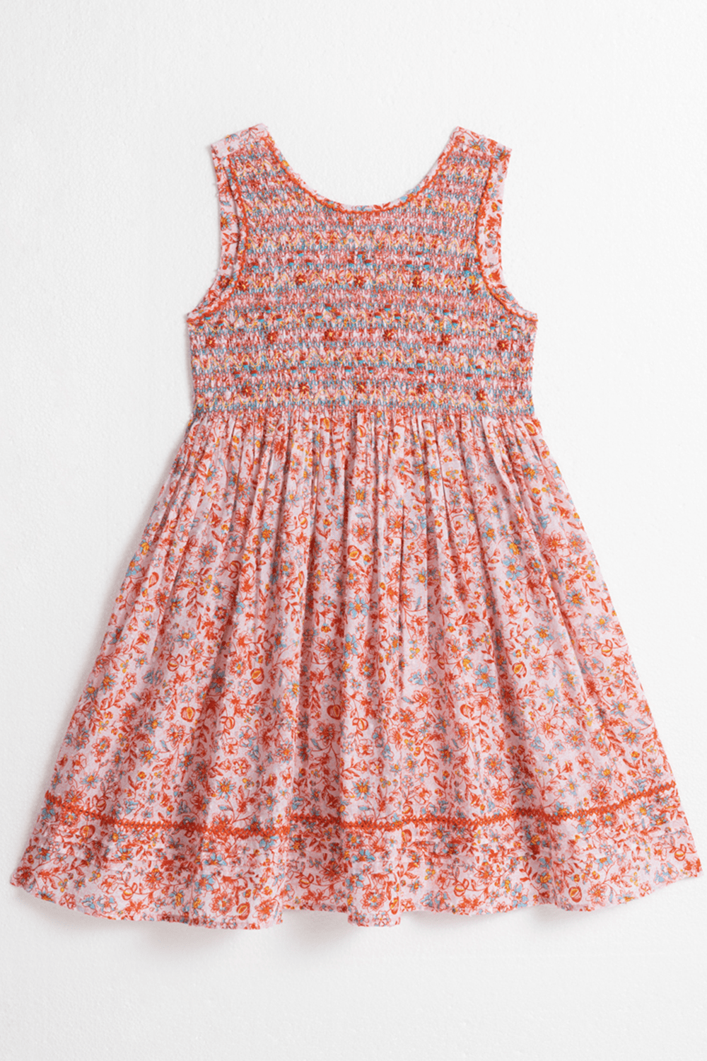 Girls' Pink Magnolia mini dress – Mini Dress Amelie by Poupette St Barth, front view