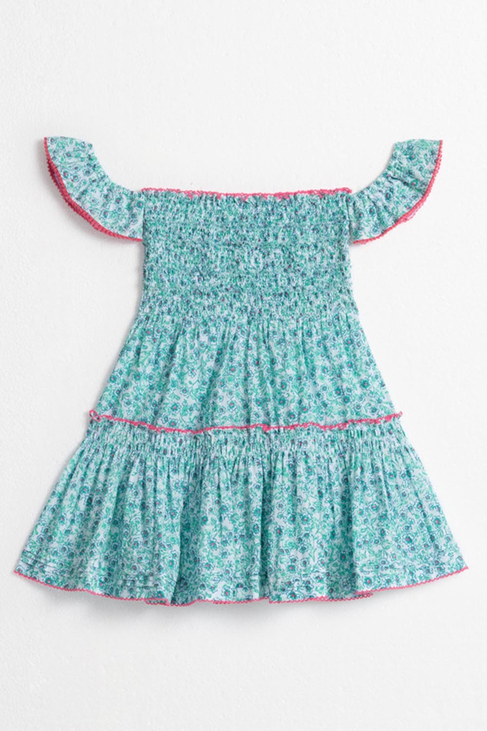 Girls' Aqua Anemone mini dress – Mini Dress Aurora by Poupette St Barth, front view
