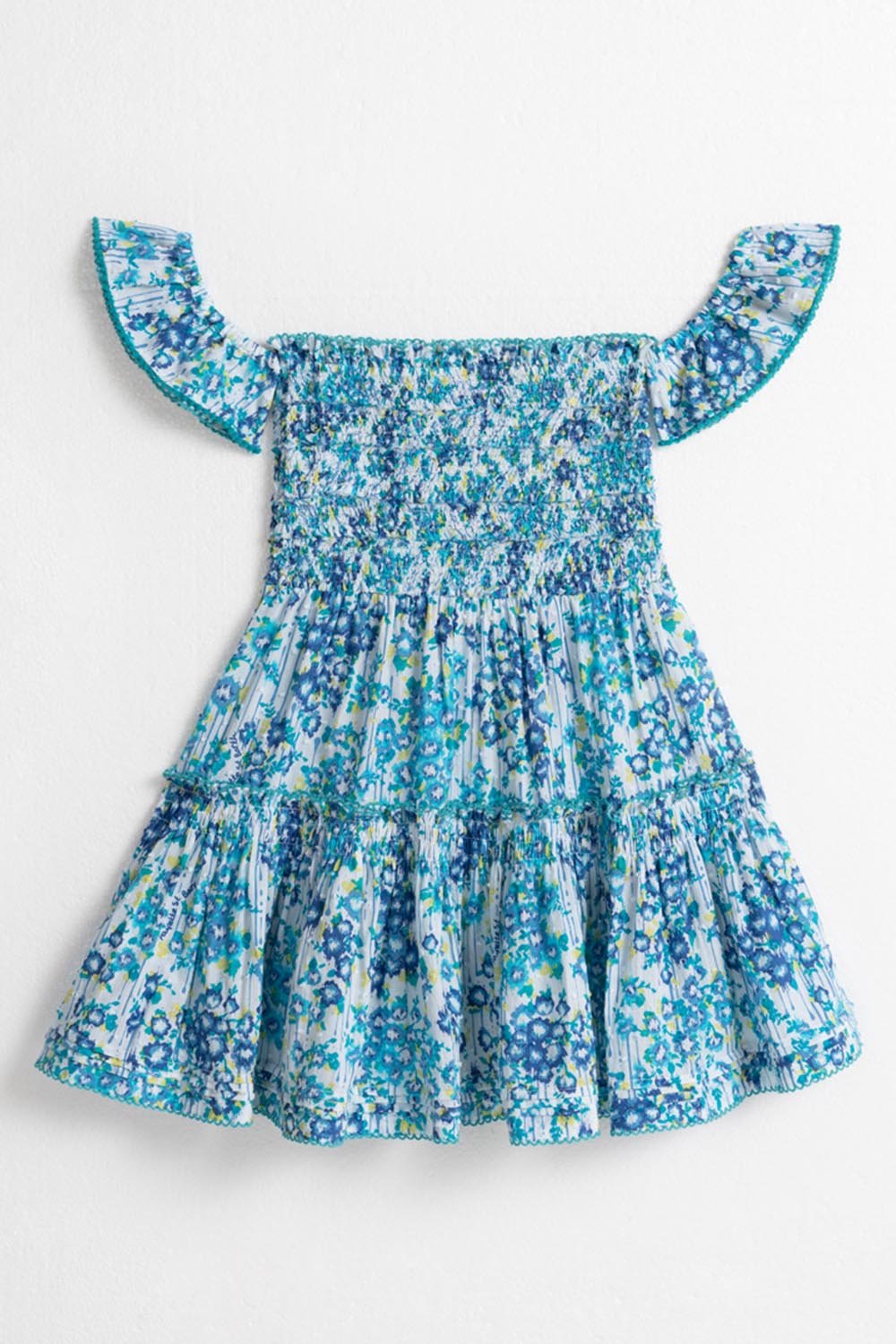 Girls' Blue Aquarelle mini dress – Mini Dress Aurora by Poupette St Barth, front view