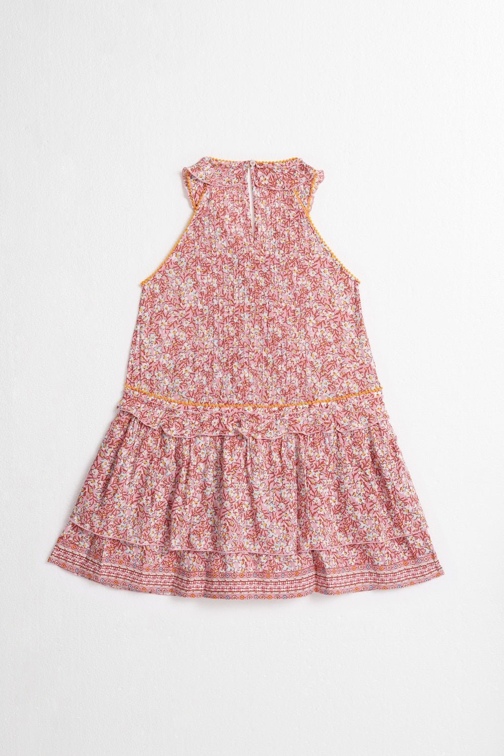 Girls' Light Pink Paquerette mini dress – Mini Dress Mae by Poupette St Barth, back view