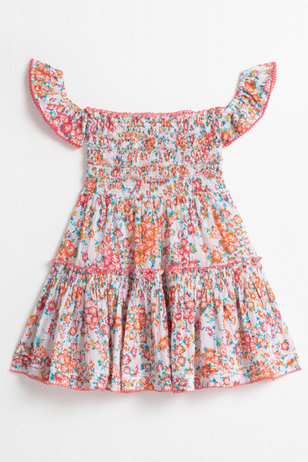Poupette St. Barth Girls' Aurora Cotton Floral Print Mini Dress - Little Kid, Big Kid - Orange - Size 8