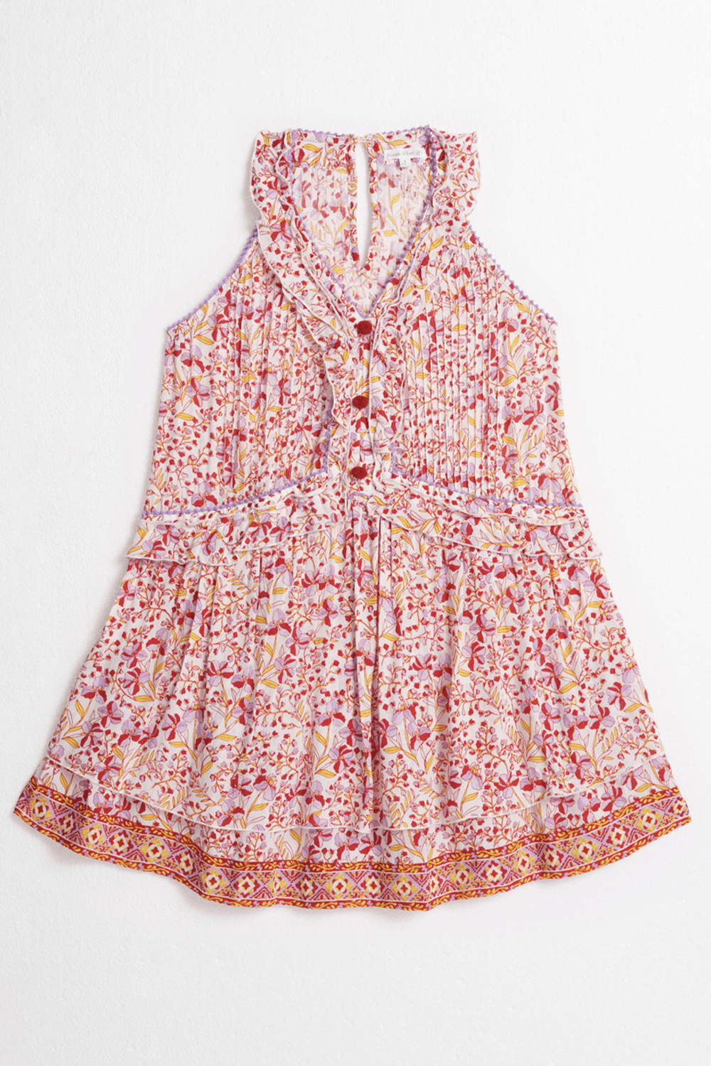 Purple mini dress for kids by Poupette St Barth, featuring a cute Mae Mini Dress style with a front view.