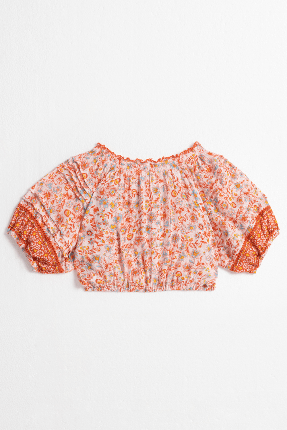 Back view of Poupette St Barth Kids Andrea Pink Magnolia top, a stylish pink shirt for children with a comfortable fit.