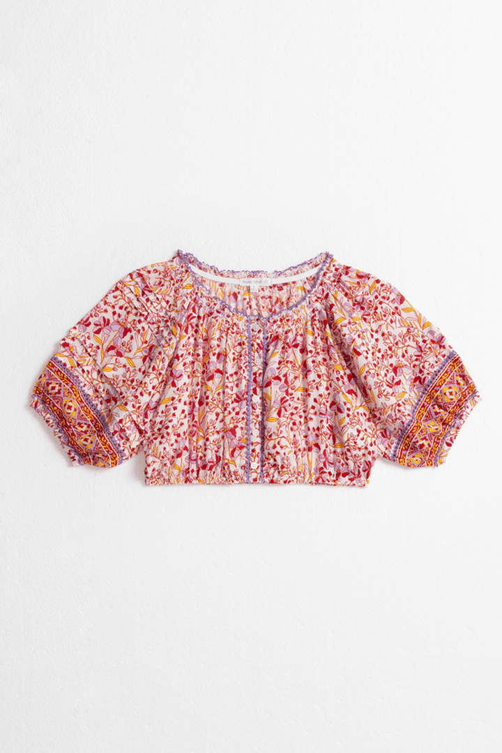Kids purple mini Jonquille top by Poupette St Barth, featuring a stylish design on the front.
