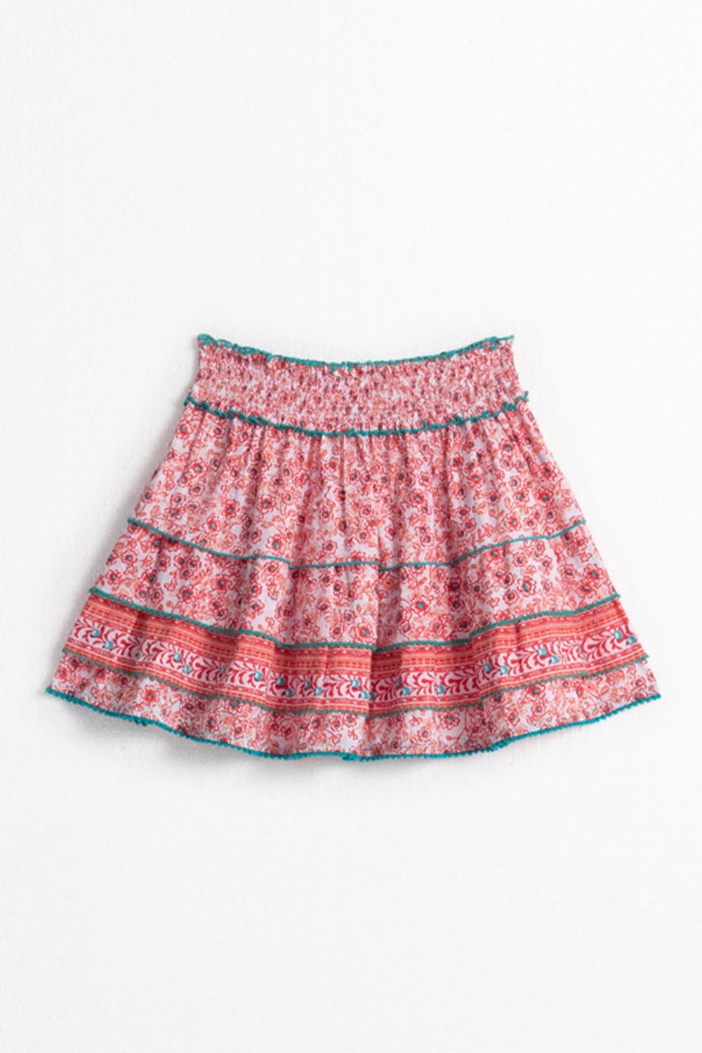 Kids mini skirt Ariel in pink anemone by Poupette St Barth, shown from the back with a soft, lightweight design.